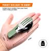 HIKENTURE Camping Utensils 2 Pack, 4-In-1 Stainless Steel Spoon Fork Knife Set Backpacking Travel Cutlery Metal Multitool Boy Scout(Green 2pack) view 4