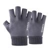 FUFU Gloves Thick Warm Fingerless Gloves Unisex Winter Stretchy Knit Half Finger Gloves (Color : Gray) view 1