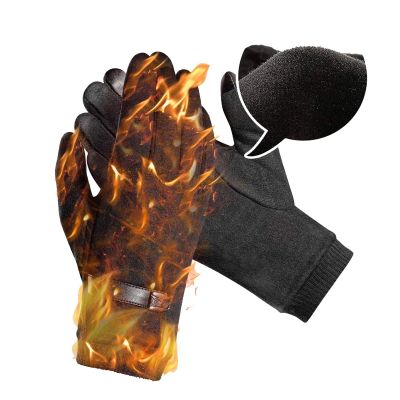 FUFU Gloves Warm Gloves, Polar Fleece Winter Gloves for Cycling, Running and Driving, Black