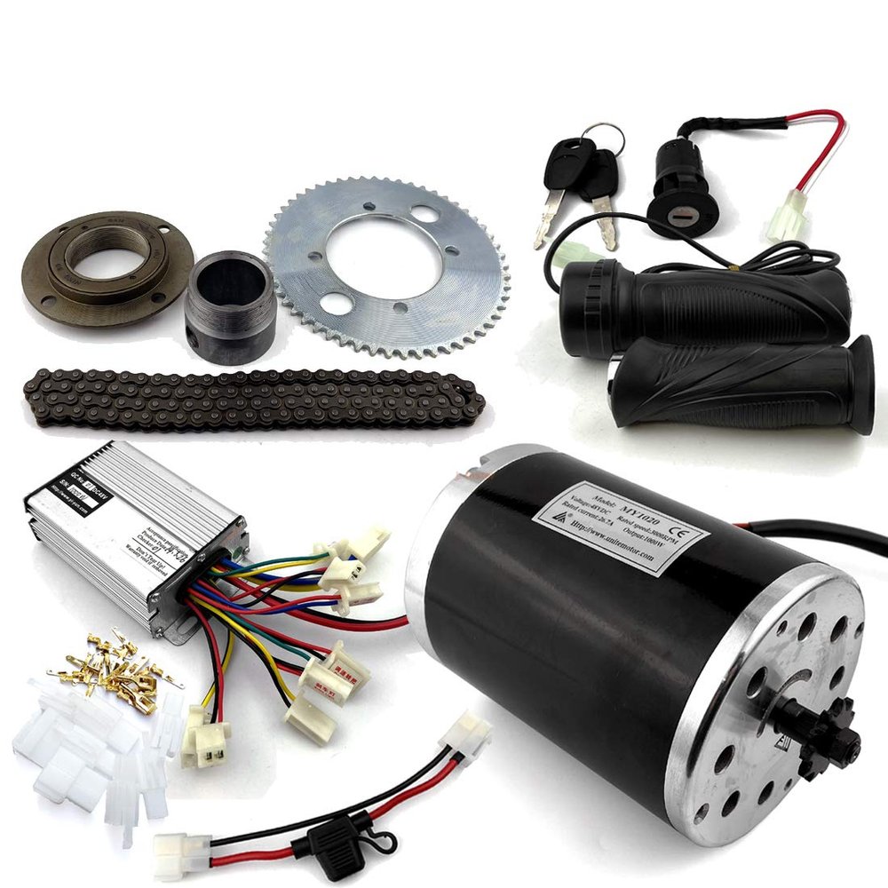 L-faster Bracketless 1000W Drift Trike Motor MY1020 with 1000W Brush Motor Controller and Throttle Handle Grip Key Power Switch (36V Handle kit)