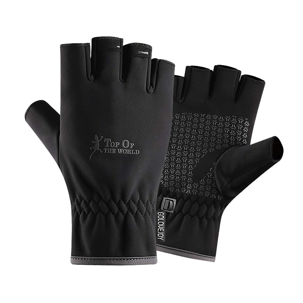 FUFU Gloves Thick Warm Fingerless Gloves Unisex Winter Stretchy Knit Half Finger Gloves (Color : A, Size : L)