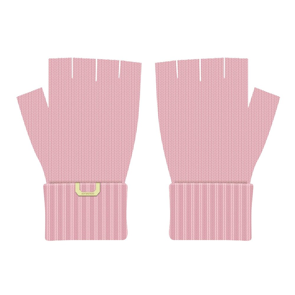 FUFU Gloves Thick Warm Fingerless Gloves Unisex Winter Stretchy Knit Half Finger Gloves (Color : Pink)