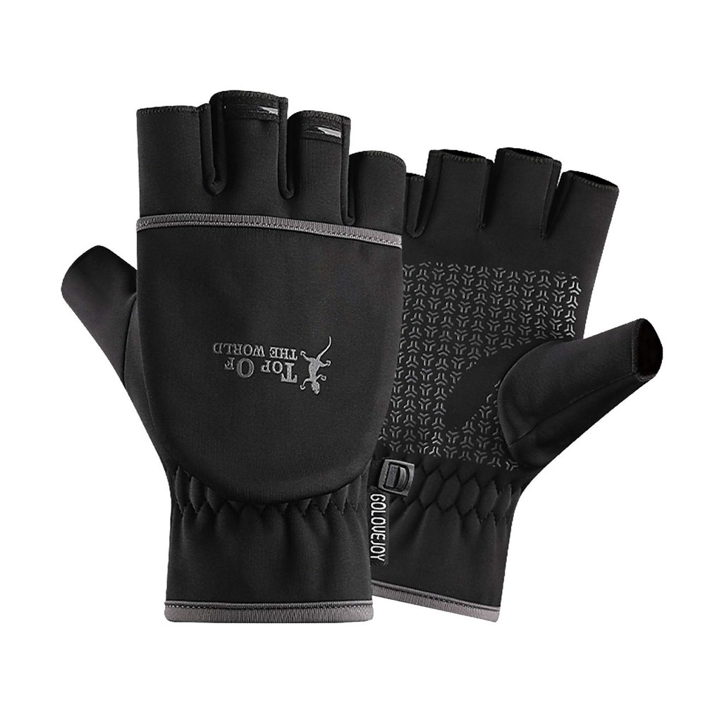 FUFU Gloves Thick Warm Fingerless Gloves Unisex Winter Stretchy Knit Half Finger Gloves (Color : B, Size : L)