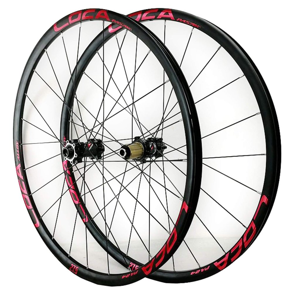Bikes Front + Rear Wheel 26/27.5/29 Inch Mountain Bike Wheelset Thru Axle 8 9 10 11 12 Speed Ultralight Aluminum Alloy 24 Holes (Color : E, Size : 27.5in)