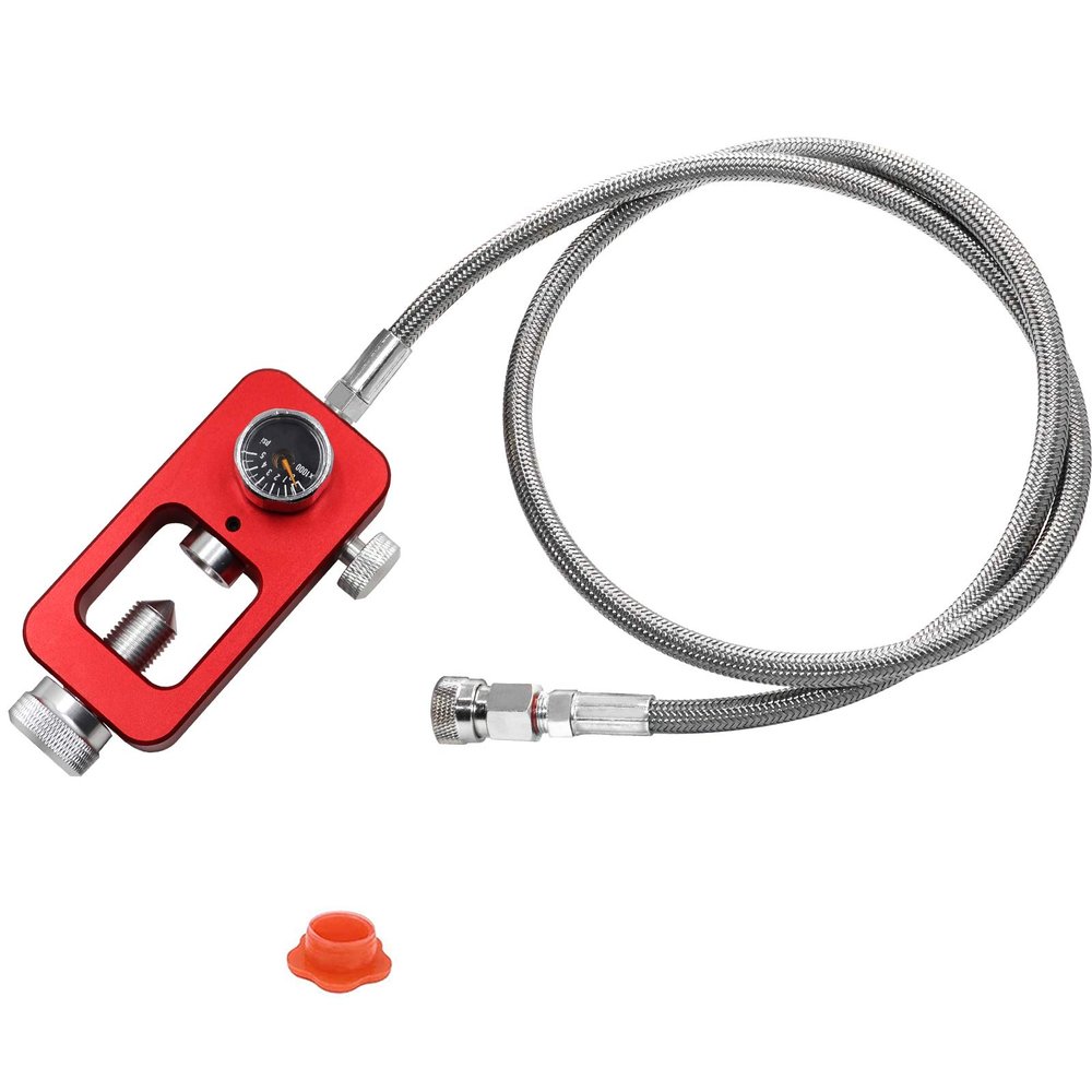 DIN Valve Diving Adapter, Paintball Underwater Filling Station, PCP Tank Diving Adaptor, HPA Tank Inflator, With a Pressure Capacity of up to 4500 psi, 36" Metal Braided Hose, Red Plating Process