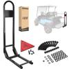 10L0L Universal Golf Cart Rear Safety Grab Bar w/Triangle Reflector Fit for Yamaha Club Car EZGO (2+2) /(4+2) Passenger Golf Cart Manual Hardware Included view 1
