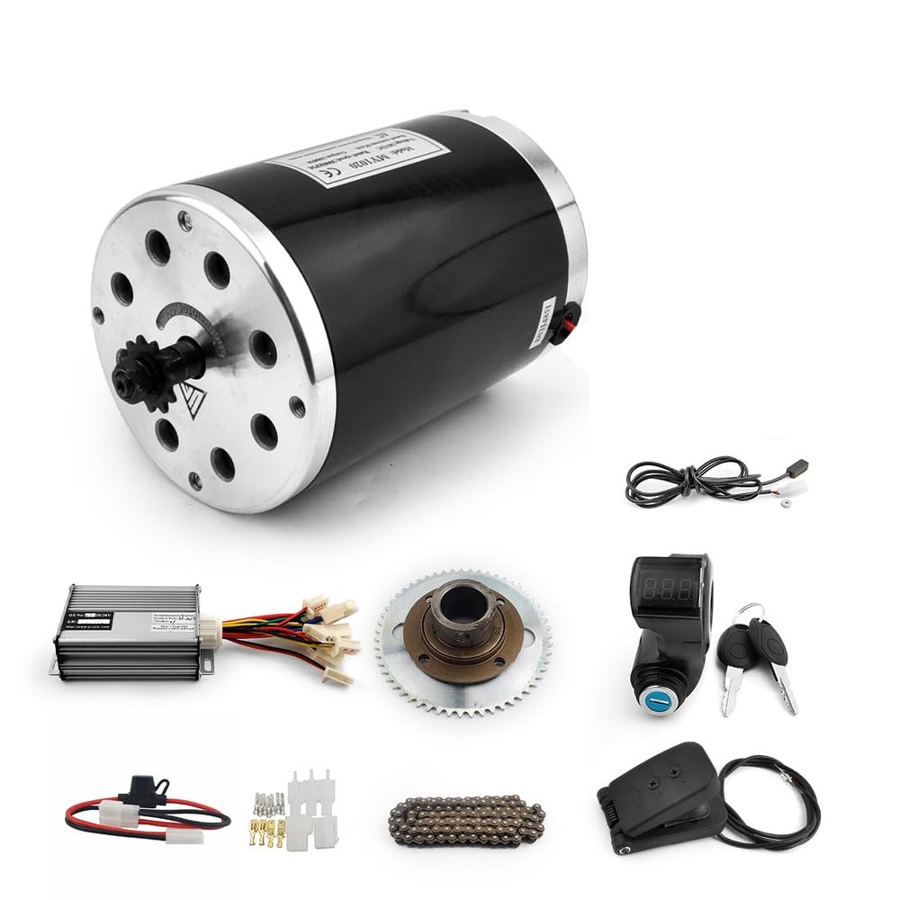 Bracketless 48V 1000W Gokart Chain Drive Motor with Controller Pas Pedal Brake Sensor Key Switch (36V Pedal kit)