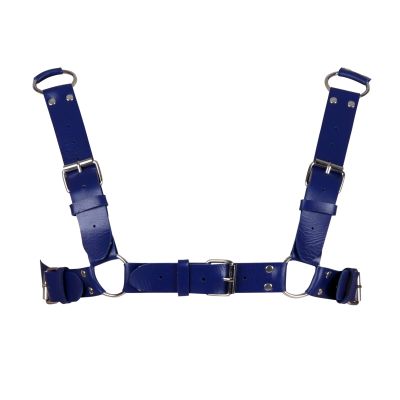 BBOHSS Men's Leather Body Harness Punk Chest Strap Harness Belt Adjustable Gothic Carnival Dance Costume Accessories (Royal blue)