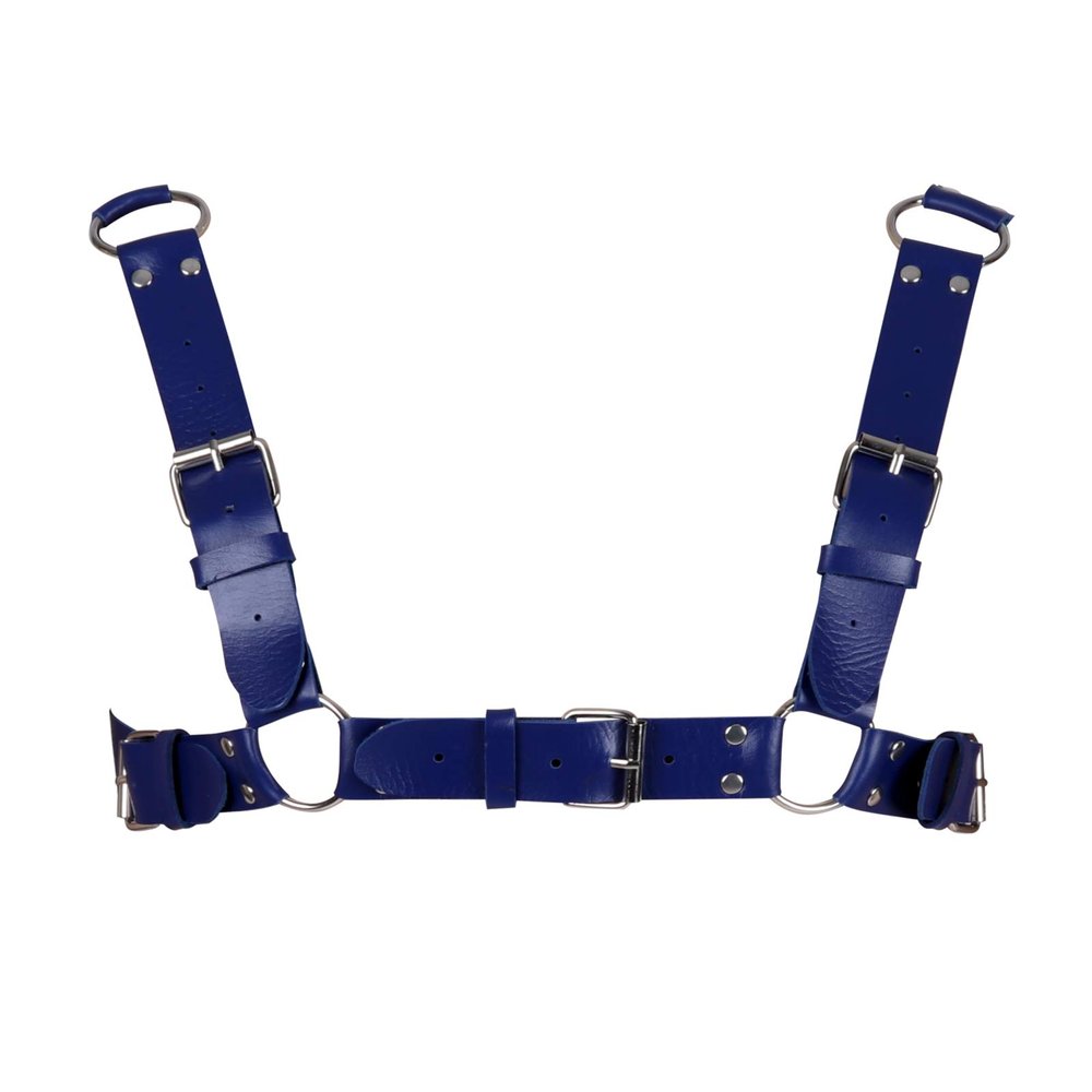 BBOHSS Men's Leather Body Harness Punk Chest Strap Harness Belt Adjustable Gothic Carnival Dance Costume Accessories (Royal blue)