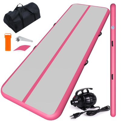 CHAMPIONPLUS 10ft 13ft 16ft 20ft Tumble Track Tumbling Mat Inflatable Gymnastics Air Mat 4/8 inches Thickness for Home Training Cheerleading Yoga Hot Pink 13'x3.3'x4''