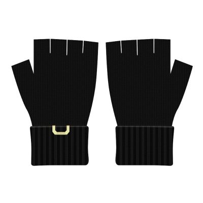 FUFU Gloves Thick Warm Fingerless Gloves Unisex Winter Stretchy Knit Half Finger Gloves (Color : Black)