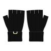 FUFU Gloves Thick Warm Fingerless Gloves Unisex Winter Stretchy Knit Half Finger Gloves (Color : Black) view 1