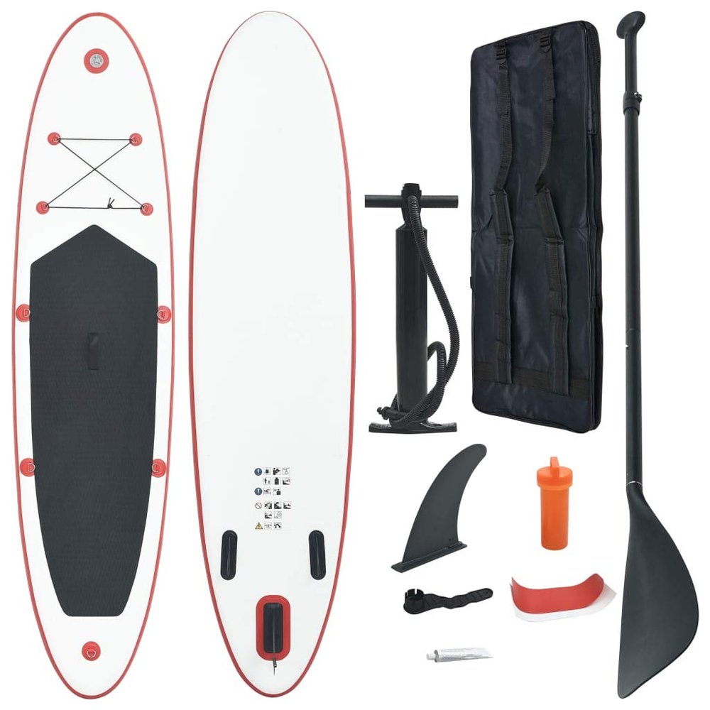 FAMIROSA Stand Up Paddle Board Set SUP Surfboard Inflatable Red and White B