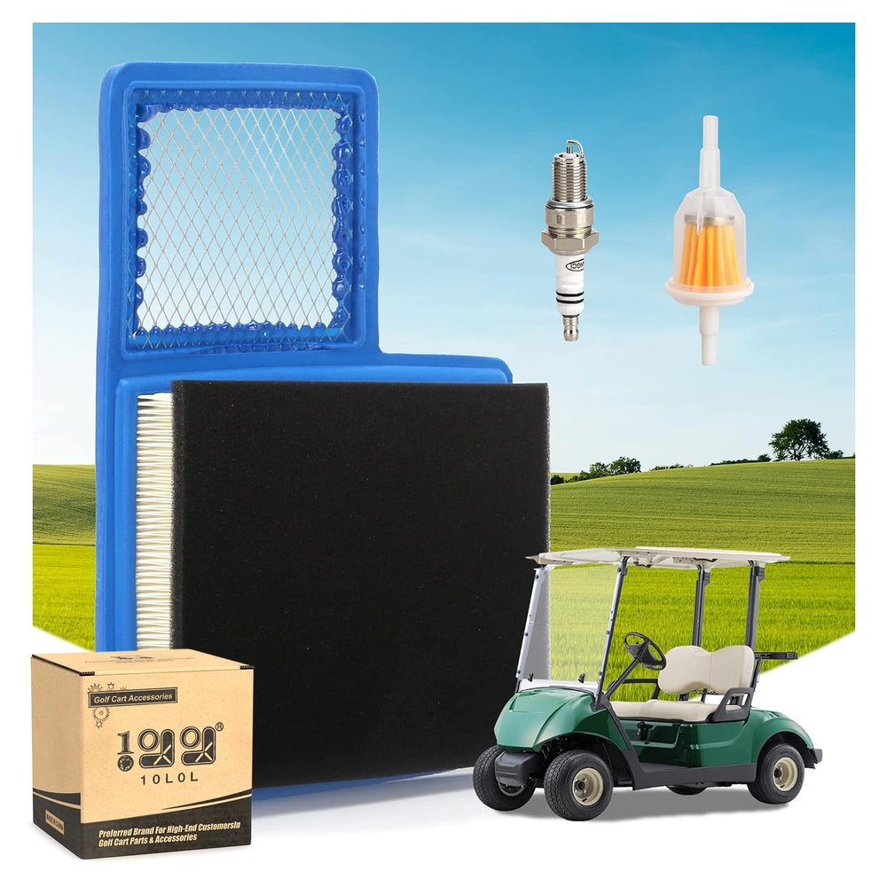 10L0L Golf Cart Tune Up Kit for Yamaha G16 G19 G20 G21 G22 G29 Drive Gas Vehicles 1996-up with 301cc/357cc Engine, Air Filter JN6-E4450-01 JN6-E445E-00, Fuel Filter, Spark Plug