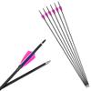 ZSHJGJR 32 Inch Archery Mix Carbon Arrows Hunting Arrows with Turkey Feather Fletching 600 Spine for Compound Bow Recurve Bow Traditional Bow 6/12 Pack (Pink & Blue, 12 Pack) view 1