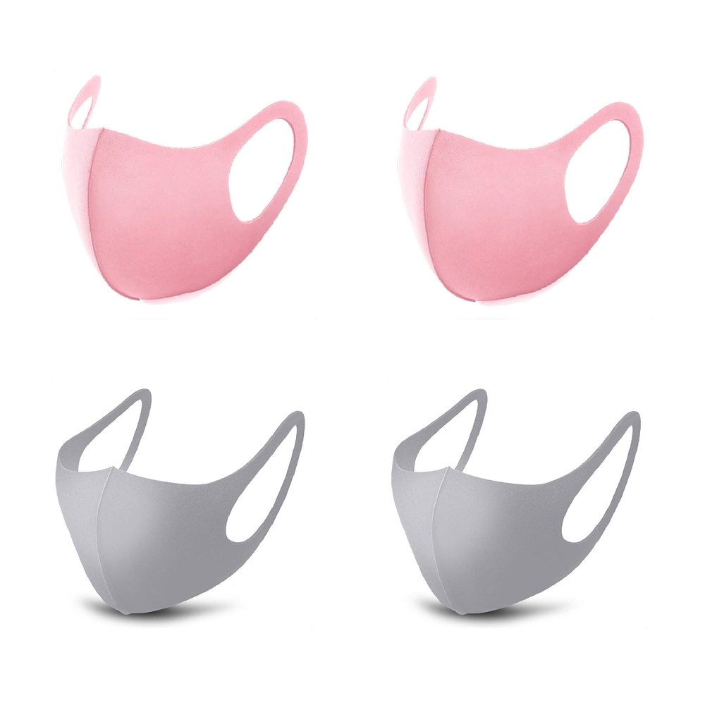 igozen 4 Pack kids face masks Nanosase G Sports face masks BNS Poly Spandex nano Face Mask. (Kids 2 Gray + 2 Pink)