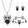 Caiyao 3Pcs/Set Vintage Owl Jewelry Sets Ethnic Tribal Boho Turquoise Pendant Necklace Drop Earrings Charm Bracelet Set Vintage Silver Plated Owl Pendant Necklace Bracelet Earrings Jewelry Sets view 1