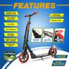 SereneLife Two Wheel Scooter for Teens, Smooth Gliding Kick Scooter for Adults w/ Adjustable Height for Ages 8+, Portable All Terrain Scooter w/ Carry Straps, Easy to Fold view 2