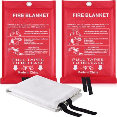 Mata Leon Fire Blankets Fiberglass Retardant Blanket - 3.3x3.3ft Square Fire Suppression Tool Emergency Survival Kit Durable for Accidental Safety for Home Office Fireplace Car Kitchen(2 Packs)