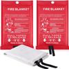 Mata Leon Fire Blankets Fiberglass Retardant Blanket - 3.3x3.3ft Square Fire Suppression Tool Emergency Survival Kit Durable for Accidental Safety for Home Office Fireplace Car Kitchen(2 Packs) view 1