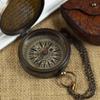Calyron Brass 2.25" Pocket Compass with Chain Nautical Boat Decor Antique Steampunk Style Engraved Gifts Sailor Gift Ideas Directional Pirate Hiking Travel Camping Compass view 1