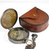 Calyron Brass 2.25" Pocket Compass with Chain Nautical Boat Decor Antique Steampunk Style Engraved Gifts Sailor Gift Ideas Directional Pirate Hiking Travel Camping Compass view 2