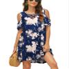 Bluetime Women Cold Shoulder Summer Dress Short Sleeve Beach Casual Loose Swing Dress (XXL, Floral14) view 1