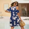 Bluetime Women Cold Shoulder Summer Dress Short Sleeve Beach Casual Loose Swing Dress (XXL, Floral14) view 4
