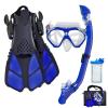 Aisrida Kids Snorkeling Set Children Mask Fin Snorkel Set Snorkeling Gear Snorkel Mask + Adjustable Swimming Kids Flippers+ Dry Snorkel Tube + Travel Bags (Blue) view 1