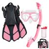 Aisrida Kids Snorkeling Set Children Mask Fin Snorkel Set Snorkeling Gear Snorkel Mask + Adjustable Swimming Kids Flippers+ Dry Snorkel Tube + Travel Bags (Pink) view 1
