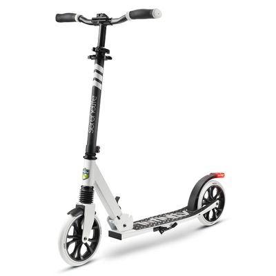 SereneLife Foldable Kick Scooter - Stand Kick Scooter for Teens & Adults with Rubber Grip at Tip, Alloy Deck, Adjustable T-Bar Handlebar Height, Smooth Gliding Wheels, Easy Maneuvering (Black & White)
