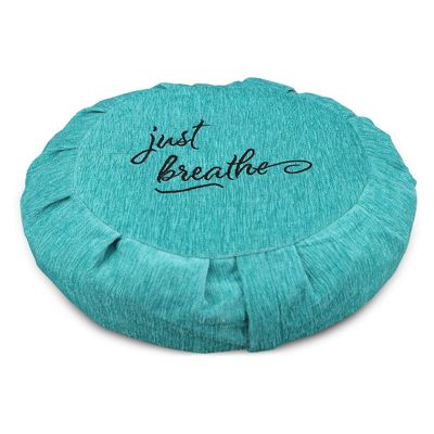 Buddha Groove Just Breathe Turquoise Chenille Meditation Zafu Cushion, Buckwheat Insert