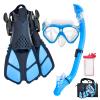 Aisrida Kids Snorkeling Set Children Mask Fin Snorkel Set Snorkeling Gear Snorkel Mask + Adjustable Swimming Kids Flippers+ Dry Snorkel Tube + Travel Bags (Light Blue) view 1