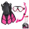 Aisrida Kids Snorkeling Set Children Mask Fin Snorkel Set Snorkeling Gear Snorkel Mask + Adjustable Swimming Kids Flippers+ Dry Snorkel Tube + Travel Bags (Red) view 1