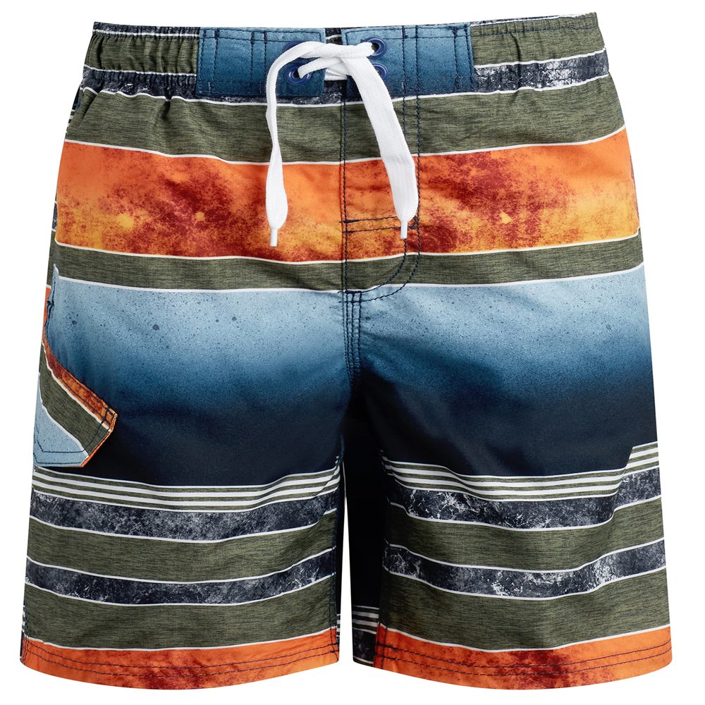 Kanu Surf boys Barracuda Quick Dry Upf 50+ Beach Swim Trunks, Mileage Navy/Orange, 18-20 US