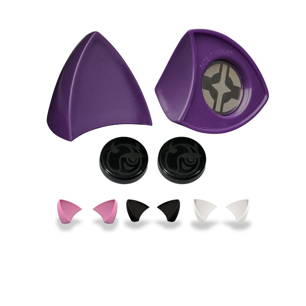 Helmet Flair MagNeatOhz Purple Cat Ears for Helmet | Made in USA | Magnetic & Interchangeable Kitty Ears for Motorcycle, Bike & Ski Helmets - Pair