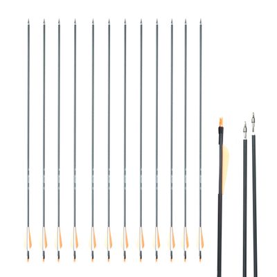 SAS Oblivion 30" Carbon Hunting Arrow 500 with 3" Vanes or 4" Feathers (12/Pack) Fletched Extra 6xNocks + Replaceable Points (3" Vanes)