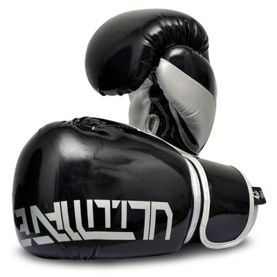 Ultimate - Pro Boxing Gloves Training and Fight - MMA Boxing Muay Thai - Super Shinning Flourcent Colors (Black, 16 Oz)