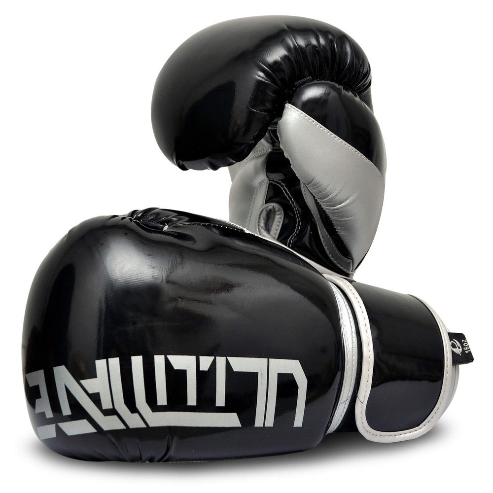 Ultimate - Pro Boxing Gloves Training and Fight - MMA Boxing Muay Thai - Super Shinning Flourcent Colors (Black, 16 Oz)