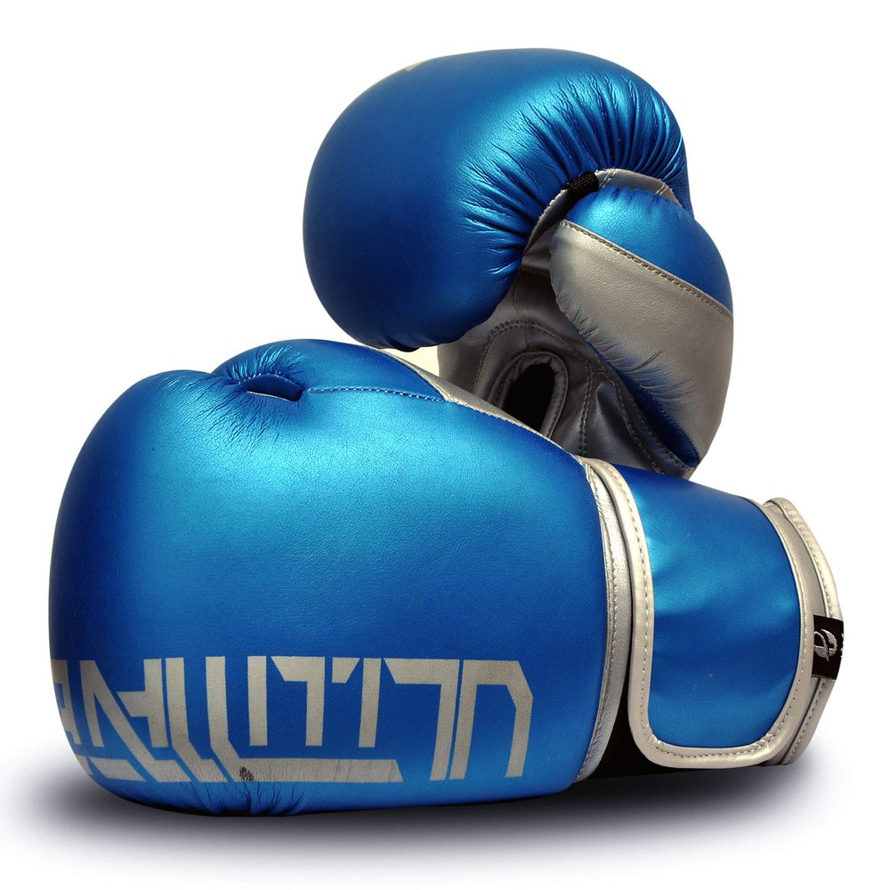 UFG Ultimate - Pro Boxing Gloves Training and Fight - MMA Boxing Muay Thai - Super Shinning Flourcent Colors (Blue, 12 Oz)
