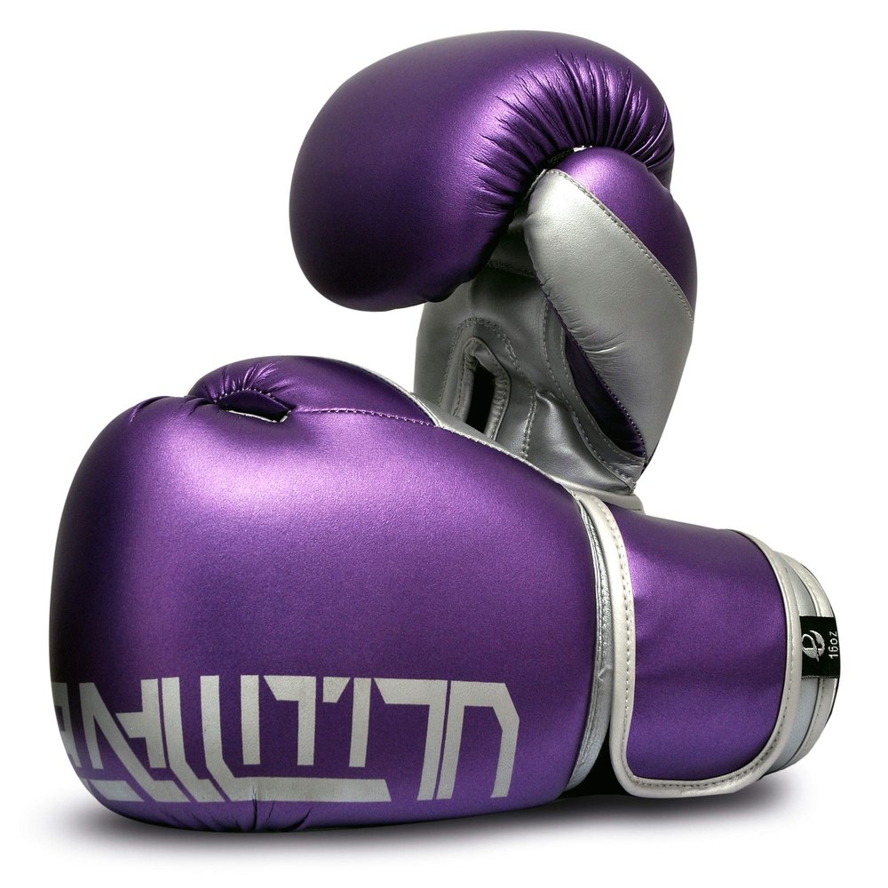 Ultimate - Pro Boxing Gloves Training and Fight - MMA Boxing Muay Thai - Super Shinning Flourcent Colors (Purple, 12 Oz)