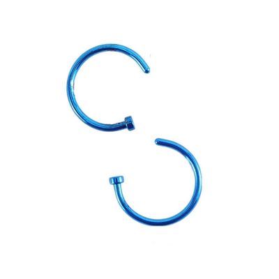 10 Pcs Punk Jewelry Fake Nose Rings Hoop Lip Nose Rings C Shape Small Thin Piercing(8mm,Blue)