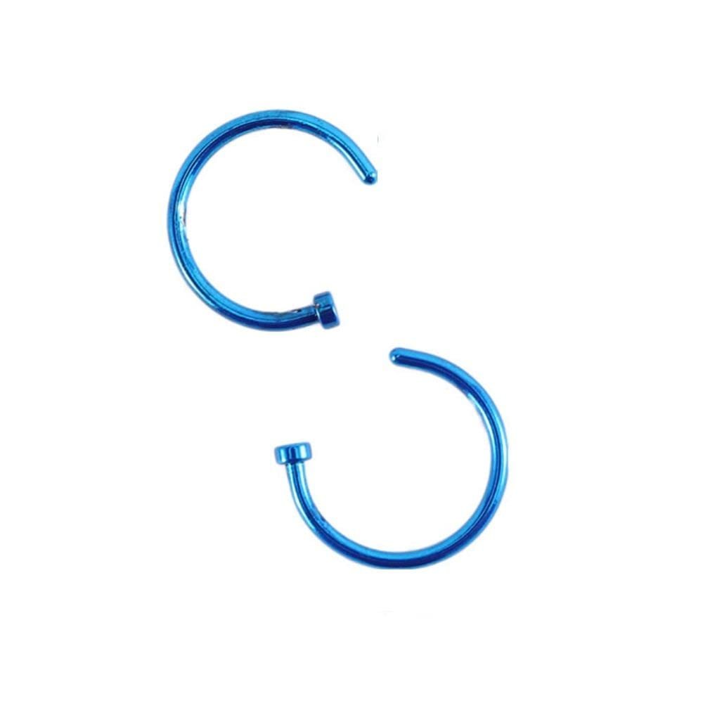 10 Pcs Punk Jewelry Fake Nose Rings Hoop Lip Nose Rings C Shape Small Thin Piercing(8mm,Blue)