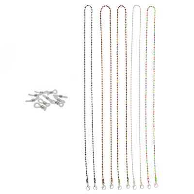 FROG SAC 5 Sunglass & Lanyard Straps, Beaded Metal Chain Sunglasses Holder Straps for Women & Men