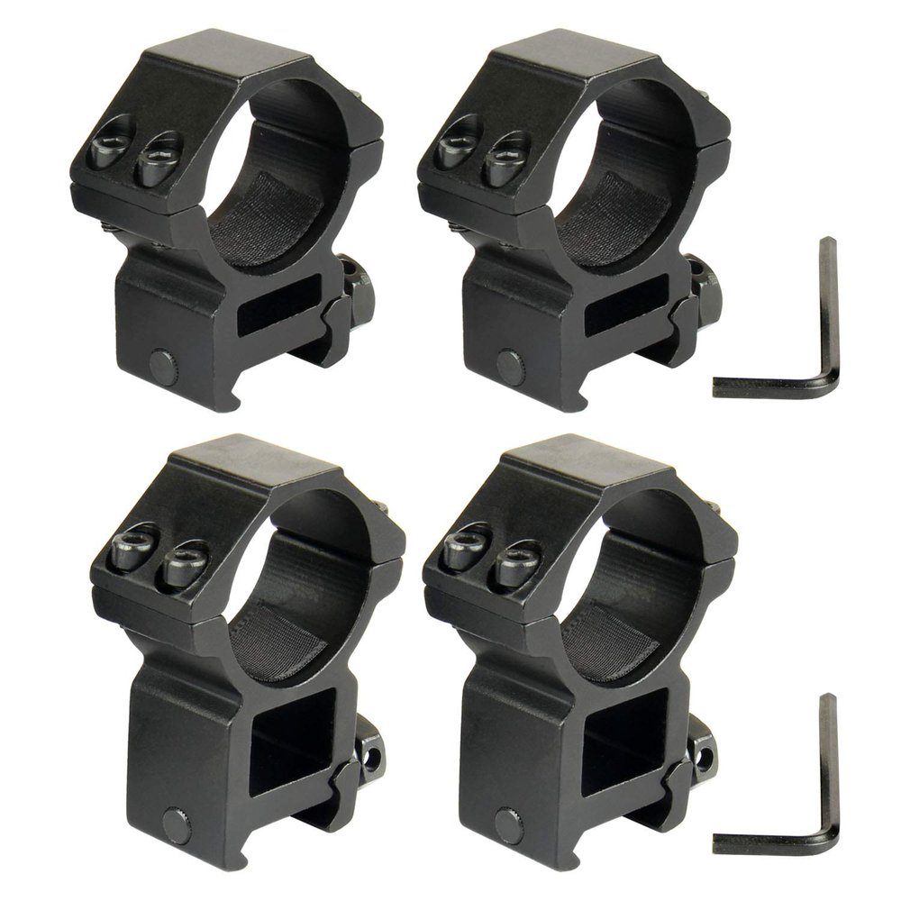 TACFUN 30mm Scope Rings for Picatinny Rail (2pcs High Profile + 2pcs Low Profile - Pack of 4)