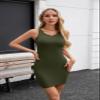 Valiamcep Ladies Fashion Ribbed Summer Dress for Women Slim Fit Sleeveless Tank Dress Green L view 2