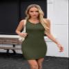 Valiamcep Ladies Fashion Ribbed Summer Dress for Women Slim Fit Sleeveless Tank Dress Green L view 4