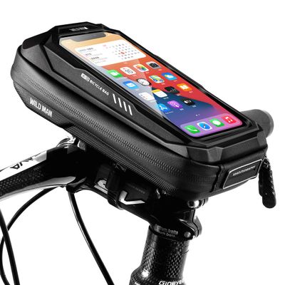 WILD MAN Rainproof Phone Holder Type Handlebar Bike Bag with Touch Screen for MTB Mountain Road Bike Cycling (X3,Black)