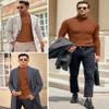 COOFANDY Men's Slim Fit Turtleneck Sweater Casual Knitted Twisted Pullover Solid Sweaters Red Bronze XX-Large view 2