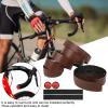 Alomejor 2Pcs Cycling Handle Wraps Anti?Slip PU Leather+EVA Handlebar Tape for Road Breathable Handlebar Belt Strap for (Brown) view 2